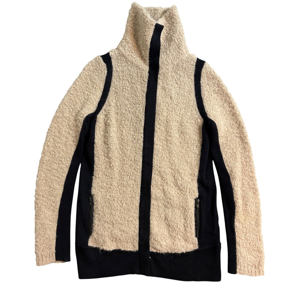 Anthropologie Sparrow Wool Mohair Mock Neck Cardigan Sweater Textured Knit S